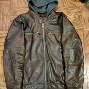 GUESSMen's Faux-Leather Detachable-Hood Motorcycle